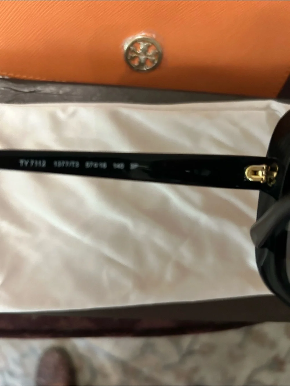 Tory Burch Black Square Sunglasses with Gold Logo Accents
